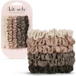 Kitsch Ultra-Petite Satin Scrunchies for Women - No Crease, Frizz-Free Sleep | Softer Than Silk Scrunchies Gentle On Hair Scrunchies for All Hair Types | Stylish Hair Accessories - Eucalyptus, 6pcs - Image 2