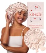 Kitsch XL Satin Bonnet for Sleeping - Softer Than Silk Bonnet For Sleeping Women - Secure Fit, Adjustable, Night Cap For Curly & Textured Hair - Prevents Breakage, Tangles & Thinning - Cherry Print - Image 2