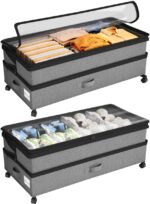 Kitstorack Under Bed Storage with Wheels 2Pack Height-adjustable Under Bed Storage Containers,Under Bed Shoe Storage Organizer with Clear Window&Label, Suitable for Clothes Storage, Gray - Image 2