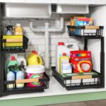 Kitstorack Under Sink Organizer, 2 Tier Under the Sink Storage, Slide out Pull out Cabinet Organizer Shelf, Metal Sliding Drawer for Kitchen Bathroom Pantry Closet Organization Rack, Black, 2 Pack - Image 2