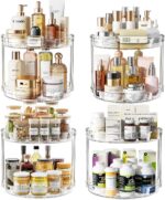 LAMU 4 Pack 10.6'' 2-Tier Lazy Susan Turntable Organizer Rotating Spice Rack Organization for Cabinet, Kitchen, Pantry, Countertop, Bathroom, Vanity, Makeup Organizer, Clear - Image 2