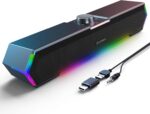 LENRUE G11 Computer Speakers for Desktop, Touch Lights PC Speakers with Surge Clear Sound, USB C/USB Powered, AUX Audio for Computer Desktop PC Laptop Desk - Image 2