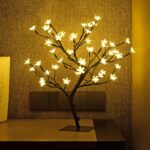 LIGHTSHARE 18 Inch Cherry Blossom Bonsai Tree, 48 LED Lights, 24V UL Listed Adapter Included, Metal Base, Warm White Lights, Ideal as Night Lights, Home Gift Idea - Image 2