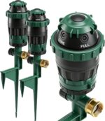 LIULO TOOL 2-Pack Gear Drive Sprinklers for Yard, 360 Degree Garden Water Sprinkler Head on Spike Base with 3/4 Inch Adapters, 5 Modes Adjustable Irrigation Tool for Large Area Yard Lawn Garden - Image 2