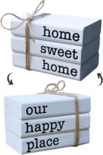 LIVDUCOT Farmhouse Mini White Decorative Books for Tiered Tray Decor - Wooden Book Stack Faux Books for Coffee Table Living Room Decoration - Small Shelf Decor Accent - Image 2