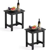 LUE BONA Outdoor Side Table Set of 2, HDPS Small Outdoor Table, Adirondack Side Table, Outside End Table for Patio, Porch, Deck, Pool, Weather Resistant/Easy Maintenance/Indoor or Outside Use, Black - Image 2
