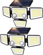 LYWALT Solar Outdoor Lights - 3000LM 188 LED Motion Sensor Outdoor Lights, 4 Heads Security Light,IP65 Waterproof, Easy Install,270°Wide Angle Flood Wall Light with 3 Modes for Backyard Yard (2 Pack) - Image 2