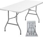 Lakhow Folding Table 6ft Heavy Duty Portable Table Indoor Outdoor with Parties, Camping & BBQs, Folds in Half for Easy Storage, No Assembly Required, White - Image 2