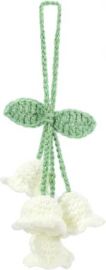 Lily Flower Handmade Knitted Car Mirror Hanging Accessories, Rear Riew Mirror Accessories Car Decorations for Women Men - Image 2