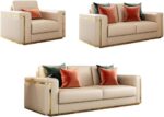 Living Room 3 Seat Lounge Sofa Mid-Century Modular Furniture First Floor Upholstered Leather - Image 2