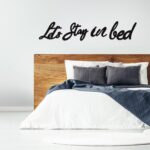 Longan Craft Let's Stay in Bed Art Deco Wooden Sign, Rustic Bedroom Wall Decor, Funny Quotes Art Sign, Valentine's Day Housewarming Gift - Image 2