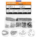 M2-M10 304 Stainless Steel Flat Round Washer，285pcs 7 Sizes Fender Gasket Plain Countersunk Metric Spacer Hose Metal Standard Hardware Fastener Screw for Electrical Maintenance and Furniture Repair - Image 2