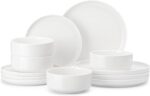 MALACASA Plates and Bowls Sets, 12 Pieces Porcelain Dinnerware Sets Dishware Sets Chip Resistant Ceramic Dish Set Dining Dinner Ware Service for 4, White, Series LUNA - Image 2