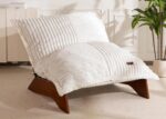 MAXYOYO Adjustable Living Room Chair, 3-Position Bean Bag Chair with Removable Cover, Upholstered Accent Chair with Frame, Soft Reclining Lounge for Bedroom, Apartment, Office, Beige - Image 2
