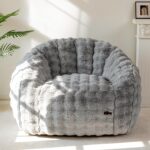 MAXYOYO Giant Bean Bag Chair for Adults, Stuffed Shell-Shaped Large Bean Bag Couch, Cozy Living Room Chair with Filler, Floor Sofa Lazy Sofa for Bedroom Living Room, Grey - Image 2