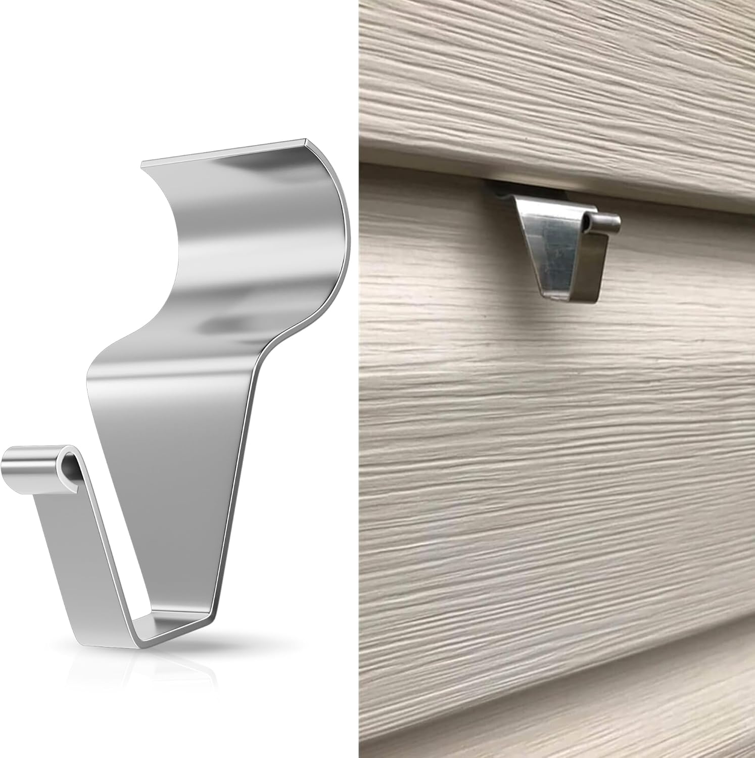 MIUKAA Vinyl Siding Hooks (4-Pack), Stainless Steel No Hole No Damage Siding Clips Hangers for Hanging Outdoor, Hooks for Outdoor String Lights, Patio Decor, Front Porch Decor, Wreath Decor - Image 2
