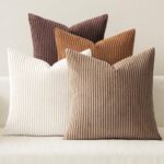 MIULEE Boho Farmhouse Throw Pillow Covers 18x18 Inch Set of 4 Rustic Mordern Neutral Cushion Covers Soft Corduroy Nordic Home Decor for Couch Bed Sofa Living Room Brown - Image 2