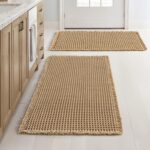 MIULEE Set of 2 Waffle Bathroom Rugs, Boho Bath Rugs Non Slip Washable, Super Absorbent Bath Mats, Ultra Soft Rubber Backed Shower Mats for Bathroom Floor, Tub and Shower, Brown, 18x30 Inch - Image 2
