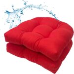 MTMR Waterproof Outdoor Chair Cushions Set of 2, 19X19 Patio Wicker Chair Cushions, Tufted Outdoor Cushions for Patio Furniture, Thick Outdoor Patio Replacement Seat Pads for Porch Lawn Chairs Red - Image 2