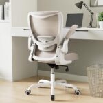 MUXX.STIL Office Chair, Ergonomic Desk Chair with Adjustable Lumbar Support and Flip up Armrest, Breathable Mesh Computer Chair for Home Office, Khaki - Image 2