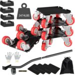 MYUEA Furniture Dolly,Furniture Movers with 5 Wheels,Carbon Steel Panel Heavy Duty Dolly,Maximum Load 3474LBS,Furniture Lifter with 5 360° Rotatable Rubber Universal Wheels(Black,6.89x6.9 in) - Image 2
