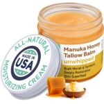 Manuka Honey Unwhipped Tallow Balm – Handmade Grass-Fed Beef Tallow with Frankincense, Vitamin E, Castor Oil, Buah Merah & Turmeric – Hydrates & Nourishes Skin for Men, Women & Kids – 2oz Glass Jar - Image 2