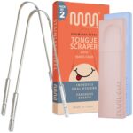 MasterMedi Tongue Scraper for Adults with Multicolor Travel Cases (2 Pack), 100% Stainless Steel, Reduce Bad Breath, Tongue Scrubber, Easy to Use, Tongue Cleaner for Oral Care & Hygiene - Image 2