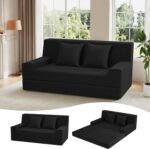 MeMoreCool 59" Loveseat Boneless Couch — Convertible Futon Sofa Bed, Corduroy Foldable 2-in-1 Floor Sleeper for Small Living Room, Apartment, Guest Room, High-Density Foam Support & Washable Cover - Image 2