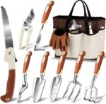 MelonArt Garden Tool Set,10 Pcs Heavy Duty Gardening Hand Tool Kit for Women Aluminum with Non Slip Ergonomic Handle, Storage Tote Bag and Gardening Gloves, Ideal Gifts for Women and Men - Image 2