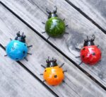 Metal Garden Wall Art Decorative Set of 4 Cute Ladybugs Outdoor Wall Sculptures - Image 2