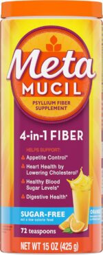 Metamucil 4-in-1 Psyllium Husk GLP-1 Friendly Fiber Supplement, Sugar-Free, 72 teaspoons, Orange Flavored, Daily Fiber Powder for Digestive Health, made with Plant-Based Psyllium Husk Fiber - Image 2
