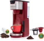 Mixpresso Red Single Serve Coffee Brewer K-Cup Pods Compatible & Ground, 30 oz Compact Coffee Maker Single Serve With 5 Brew Sizes Up To 14 Oz, Fits Travel Mug, Adjustable Drip Tray - Image 2