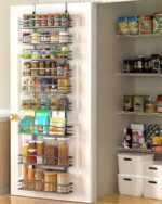 Moforoco 9-Tier Over The Door Pantry Organizer, Pantry Organization and Storage, Black Hanging Basket Wall Spice Rack Seasoning Shelves, Home & Kitchen Bedroom Bathroom House Essentials - Image 2
