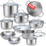 Mueller 17-Piece Stainless Steel Pots and Pans Set – Tri-Ply Ultra-Clad Pro Cookware Set, Induction Ready, Oven Safe, Even-Heat Aluminum Core, Includes Skillets, Saucepans, Dutch Oven, Stockpot - Image 2