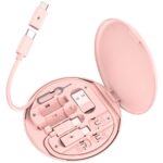 Multi USB Charging Adapter Cable Kit, USB C to iOS Device Adapter Box, Conversion Set A & Type C to Male Micro /Type C/iOS Device, Data Transfer, Card Storage, Tray Eject Pin, Phone Holder (pink) - Image 2