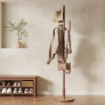 Muwuele Solid Wood Cactus Coat Rack, Freestanding Coat Rack With 6 L-Shaped Hooks and 3 Adjustable Sizes, Coat Tree for Bedroom, Entryway, Livingroom, Coat Hanger Stand for Coats, Handbags (Walnut) - Image 2