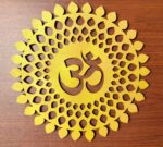 My Dream Carts Golden Om Round Decorative Wall Art Mdf Wooden Om Chakra For Temple, Living Room, Bedroom, Office, Hotel, Home Decor Items, Gift Item, Mandala Wall Hanging For House Decoration 15x15cm - Image 2