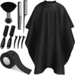 NICEMOVIC 10 in 1 Hair Cutting Barber Cape with Neck Duster Brush Barber Brush Neck Strips Hair Combs Hair Clips, Professional Barber Accessories Cleaning Supplies for Salon Haircut Styling (Black) - Image 2