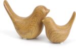 Notakia Wood Look Ceramic Birds Statues Home Decor Modern Style Decorative Ornaments for Living Room, Bedroom, Office Desktop, Pottery barn Decor - Image 2
