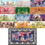 Nuanchu Seasonal Door Mat Interchangeable Doormat Inserts Entrance Welcome Mats 22 x 10 Inches Non Slip Mats Gifts for Front Door 4th of July Summer Decoration (No Frame)(Gnomes) - Image 2