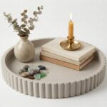OAKOA Round Decorative Tray for Coffee Table Decor - Concrete Round Tray Home Decor - Bandejas Decorativas - Circle Coffee Table Centerpiece - Image 2