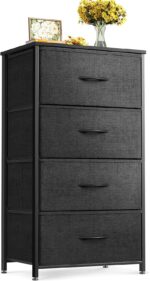 ODK Dresser for Bedroom with 4 Storage Drawers, Small Dresser Chest of Fabric Drawers with Sturdy Steel Frame for Small Space, Wood Top, Black - Image 2
