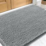 OLANLY Dog Door Mat for Muddy Paws 30x20, Absorbs Moisture and Dirt, Absorbent Non-Slip Washable Doormat, Quick Dry Chenille Mud Mat for Dogs, Entry Indoor Entryway Carpet for Inside Floor, Grey - Image 2