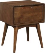 OSP Home Furnishings Copenhagen Mid-Century Modern Accent Table, Large Storage Drawer, Tapered Legs, Walnut Finish - Image 2