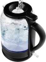 OVENTE Electric Kettle with 1.5L Borosilicate Glass, 1500W Fast Boiling Water Heater for Coffee or Tea, Easy to Fill Lid, Auto Shut-Off, Boil-Dry Protection & Stainless Steel Filter, Black KG516B - Image 2