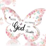 Office Desk Decor for Women Pink Desk Accessories Decoration Pink Butterfly Mothers Day Gifts for Women Birthday Inspirational Religious Gift for Office Room Decor - Image 2