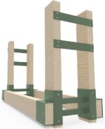 Outdoor Firewood Rack Bracket Kit with 4 Support Bars for Fire Wood Pile Storage, Heavy Duty DIY Fireplace Log Stacking Stand Holder for 2x4 lumber, Green, 1 Pair - Image 2