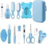 PandaEar Baby Healthcare and Grooming Kit, Baby Safety Set Baby Comb, Brush, Finger Toothbrush, Nail Clippers, Scissors, Nasal Aspirator, Baby Essentials Nursery Care Kit (13-in-1 Blue) - Image 2