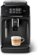 Philips 1200 Series Fully Automatic Espresso Machine, Classic Milk Frother, 2 Coffee Varieties, Intuitive Touch Display, 100% Ceramic Grinder, AquaClean Filter, Aroma Seal, Black (EP1220/04) - Image 2