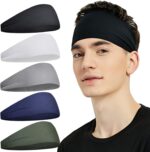 Pilamor Sports Headbands for Men (5 Pack),Moisture Wicking Workout Headband, Sweatband Headbands for Running,Cycling,Football,Yoga,Hairband for Women and Men - Image 2